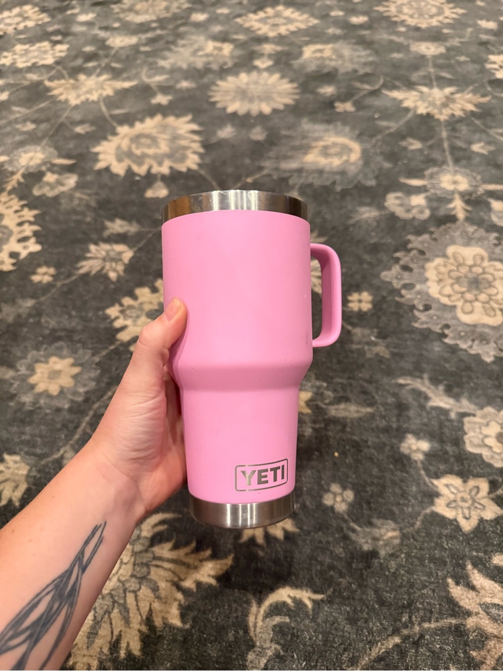 Yeti Pink Travel Tumbler with Handle